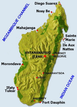 Map of Madagascar- history of the Coton de Tuléar